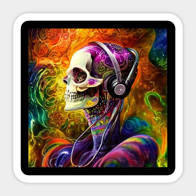 Bones Skull Listening To Music Sticker by Skull Listening To Music